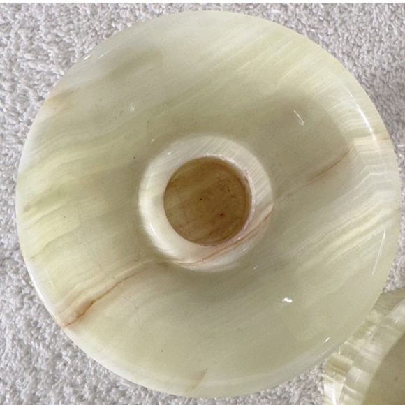 Vintage Yellow Onyx Candlestick Holders X2 - Picture 14 of 16